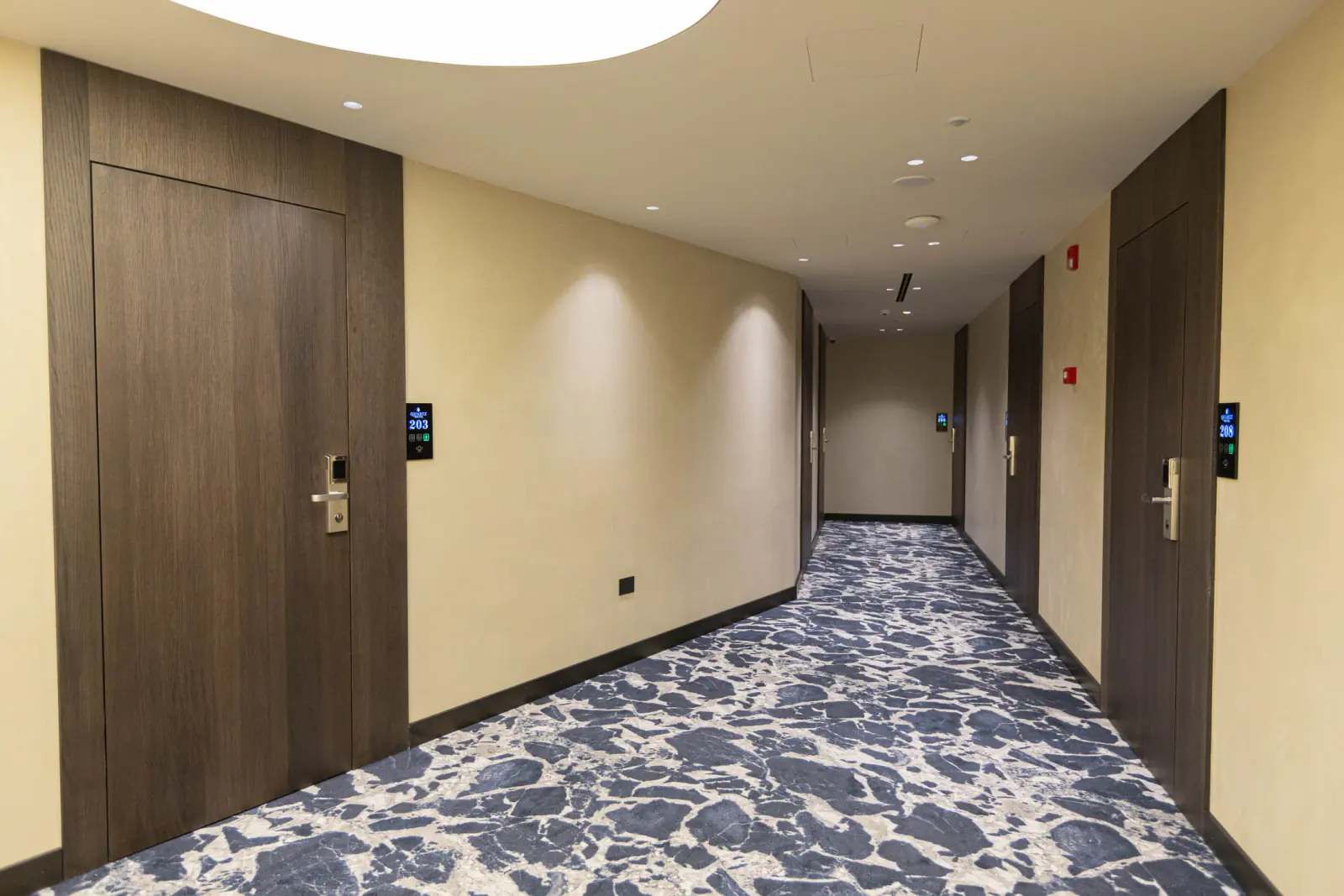 Guest room corridor at Quartz Hotel